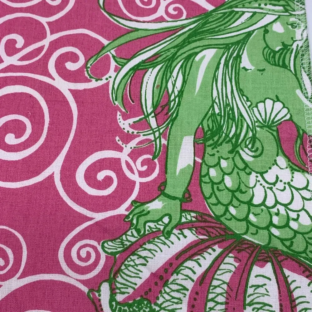 NWT Brunschwig & Fils‎ Pink/Green Mermaid Cotton Fabric Sample/Remnant Crafts